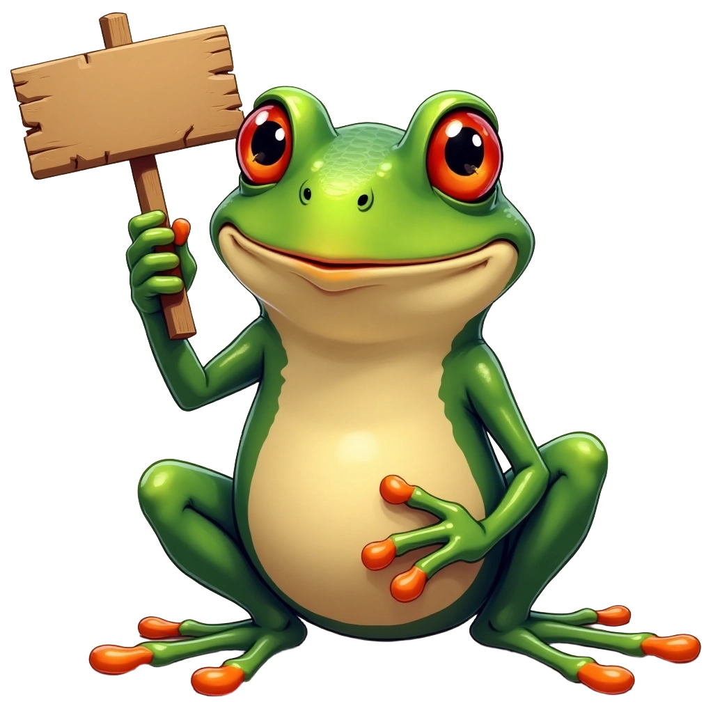 Friendly Frog with Sign